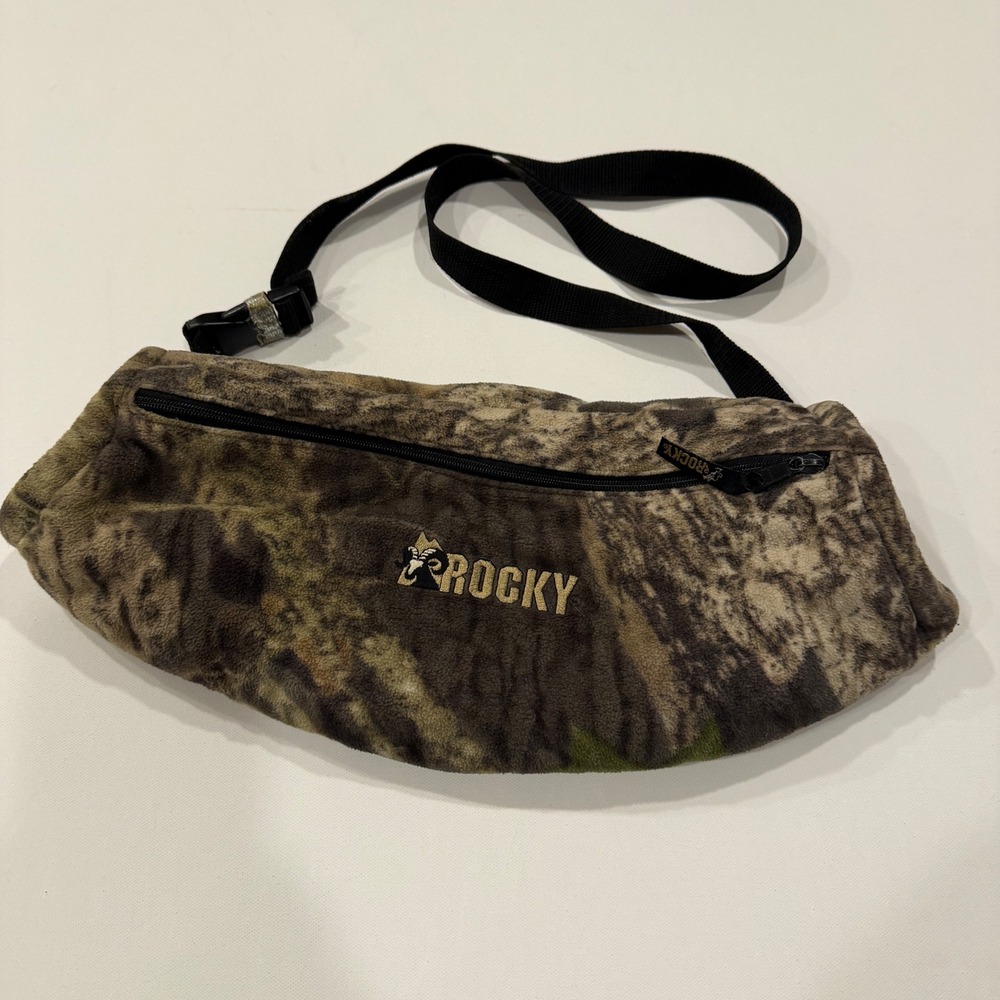 Rocky Camo Fleece Hand Warmer Muff Hunting Gear with Zipper Pocket & Waist Strap